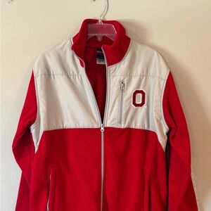 Ohio State Buckeyes Fleece Jacket Full Zip Medium Red Gray Womens